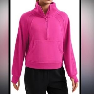 Women's Pink Half-Zip Pullover Top Size XL No Brand